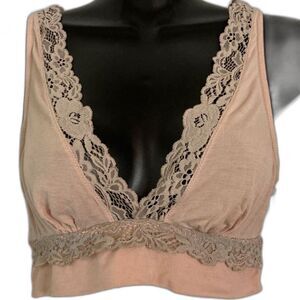 FREE PEOPLE Intimately Maddie Lace Trim Bralette in Peach Womens Small